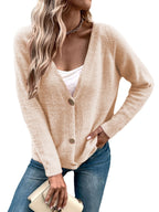 Damen Weicher Strickcardigan mit eleganten Knopfdetails und lässigem Schnitt R&B
