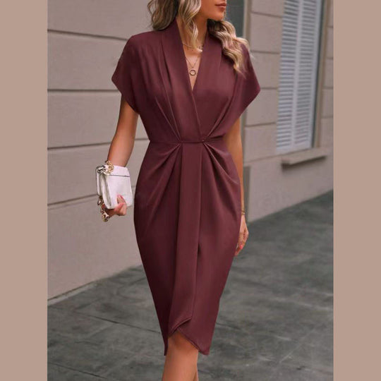 Damen Wickelkleid mit elegantem Drapierungsdesign R&B