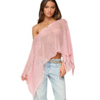 Damen Netzponcho mit funkelnden Akzenten