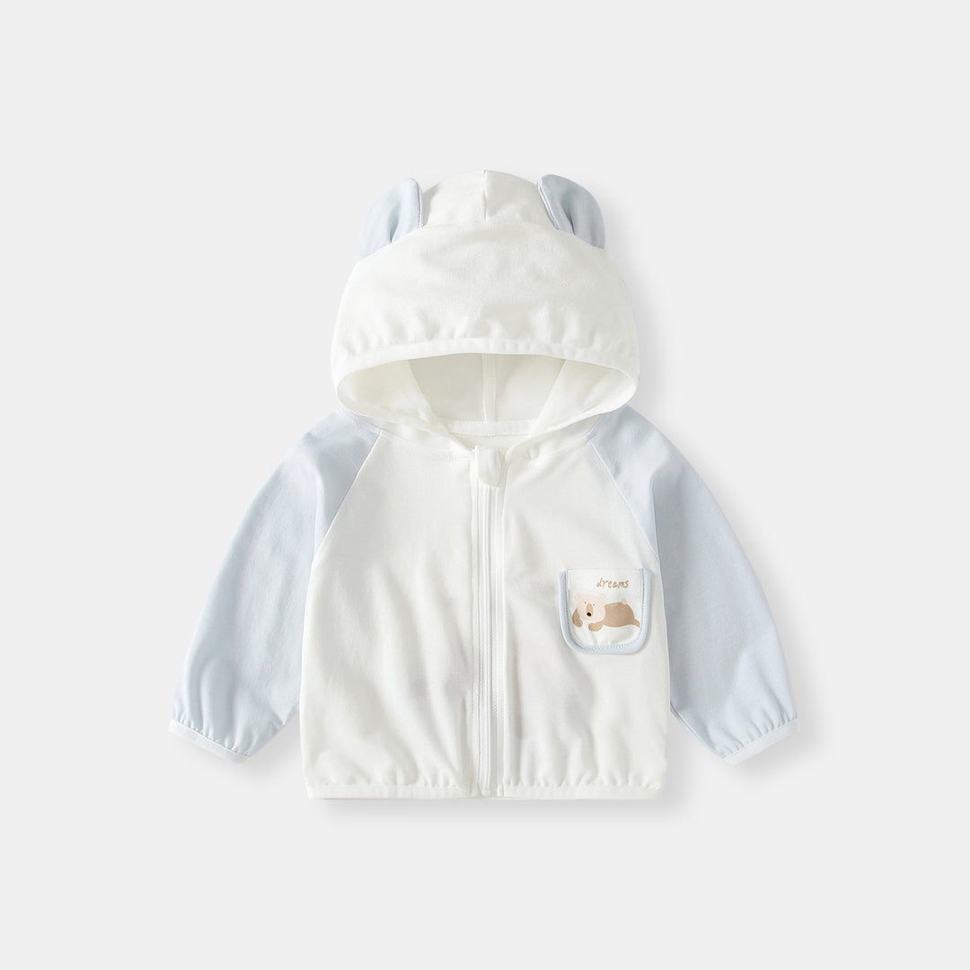 Unisex nan Kapuzenjacke für Kleinkinder mit UV-Schutz, Reißverschluss und elastischen Bündchen R&B