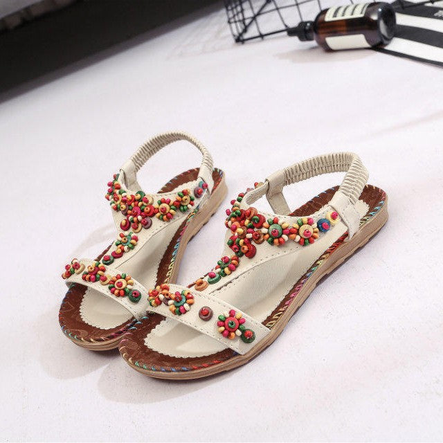 Damen modische Sandalen mit bunten Blumenapplikationen R&B