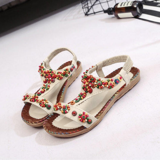 Damen modische Sandalen mit bunten Blumenapplikationen R&B