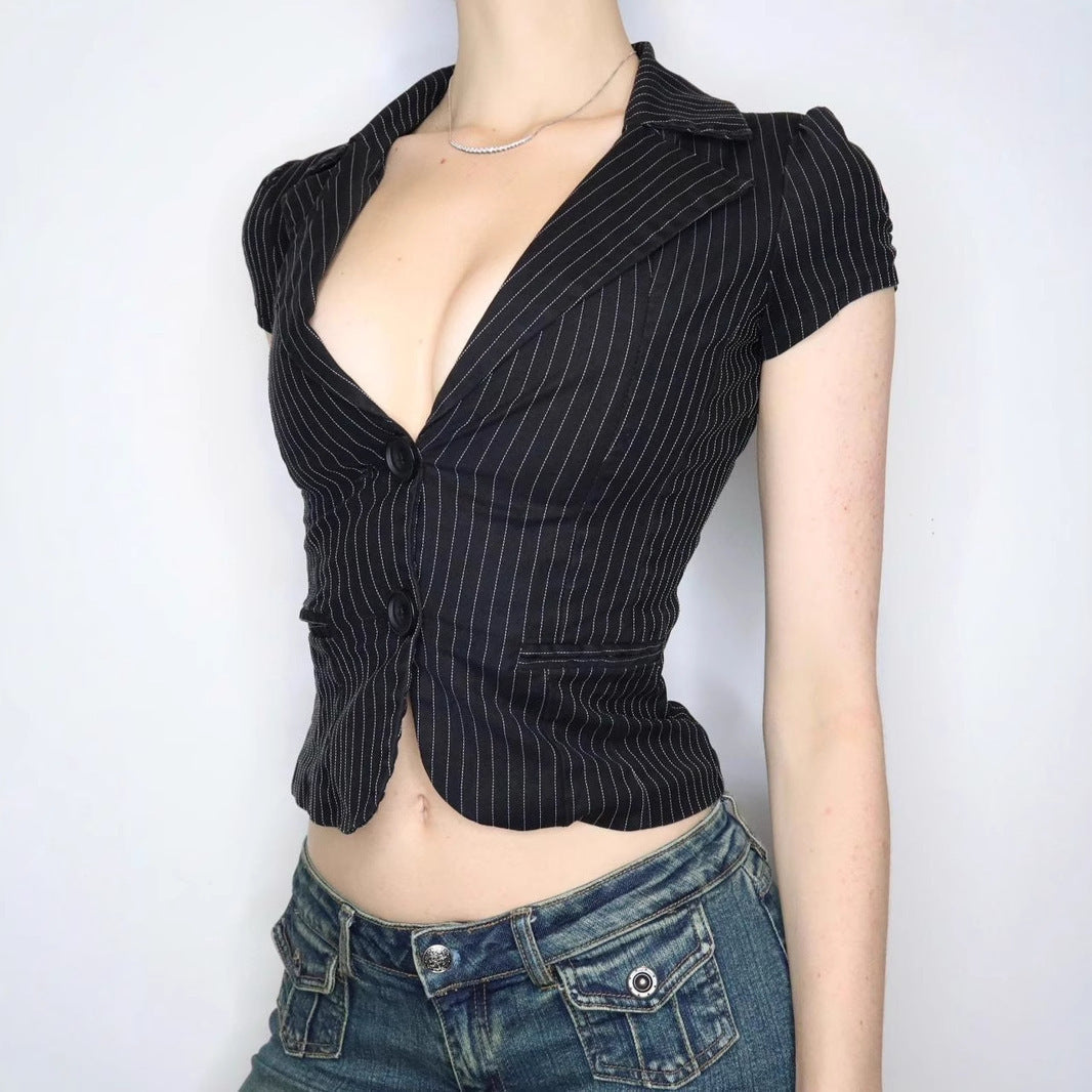 Damen Blazer mit tailliertem Schnitt und modernen Streifen R&B