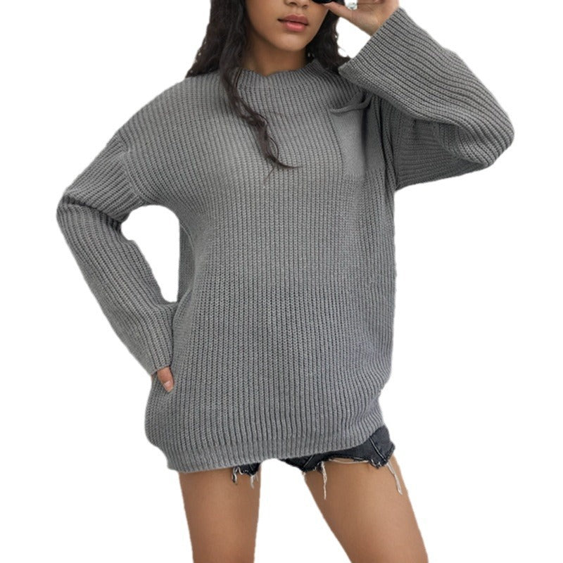 Damen Großer Strickpullover mit modernem Rippenmuster und angeschnittenen Ärmeln R&B