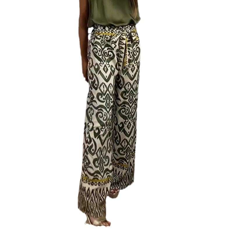 Damen weite Palazzo-Hose mit exklusivem Muster und modischer Taillierung Heidi-Mode