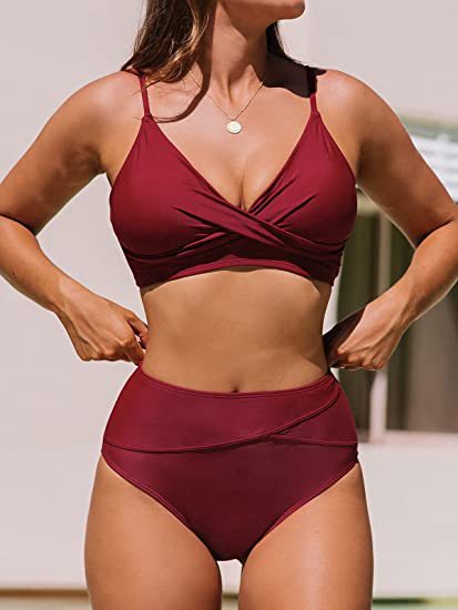 Damen Bikiniset mit hohem Bund und Wickel-Oberteil R&B