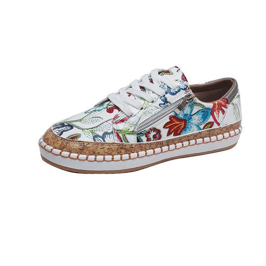 Damen Bequeme Sneakers mit Korksohle und Reißverschluss R&B
