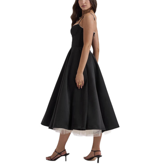 Damen nan Bustierkleid mit geformtem Mieder, weichem Tellerrock, integriertem Tüll-Unterzug und Eingrifftaschen R&B