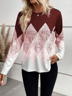 Damen modisches Langarmshirt mit grafischem Muster R&B