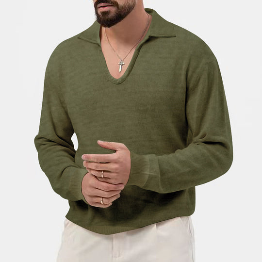 Herren modischer V-Ausschnitt Pullover aus atmungsaktivem Strickmaterial R&B