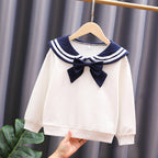 Mädchen Sweatshirt mit maritimem Kragen und dekorativem Schleifendetail R&B