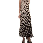 Damen Maxikleid mit asymmetrischem Schnitt und Punktmuster EB