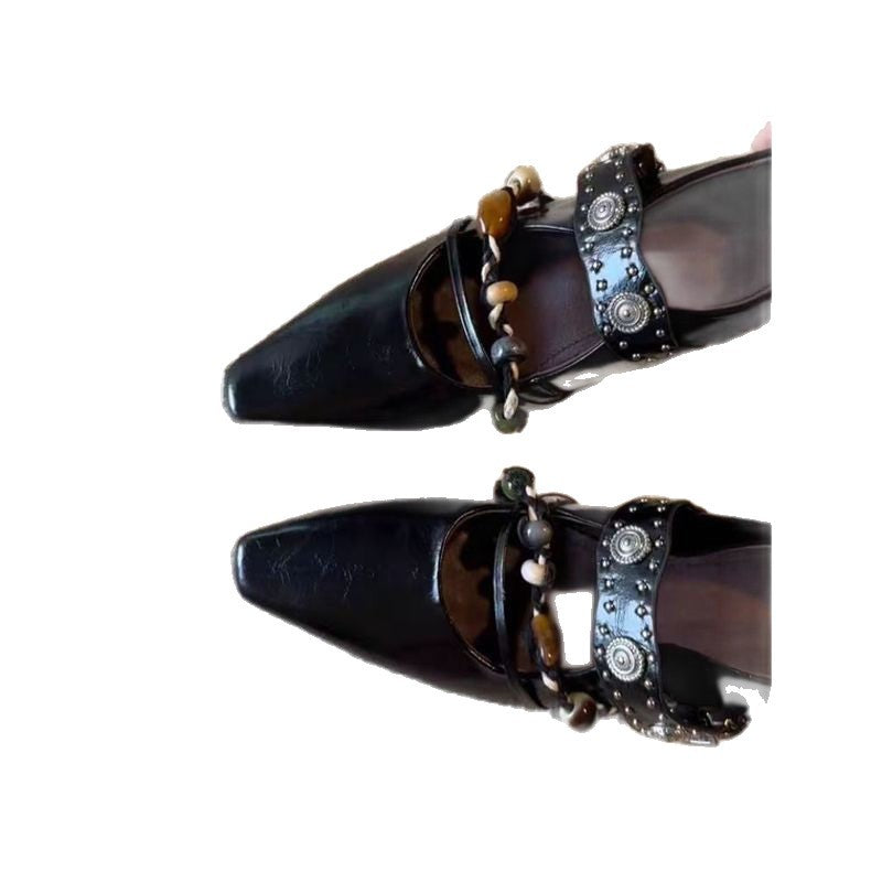 Damen elegante Slipper mit dekorativem Riemchendesign R&B