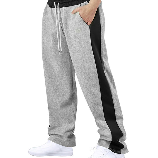 Herren nan sportive Jogginghose mit kontrastseitigem Panel geradem Bein Kordelzugbund und Eingrifftaschen R&B