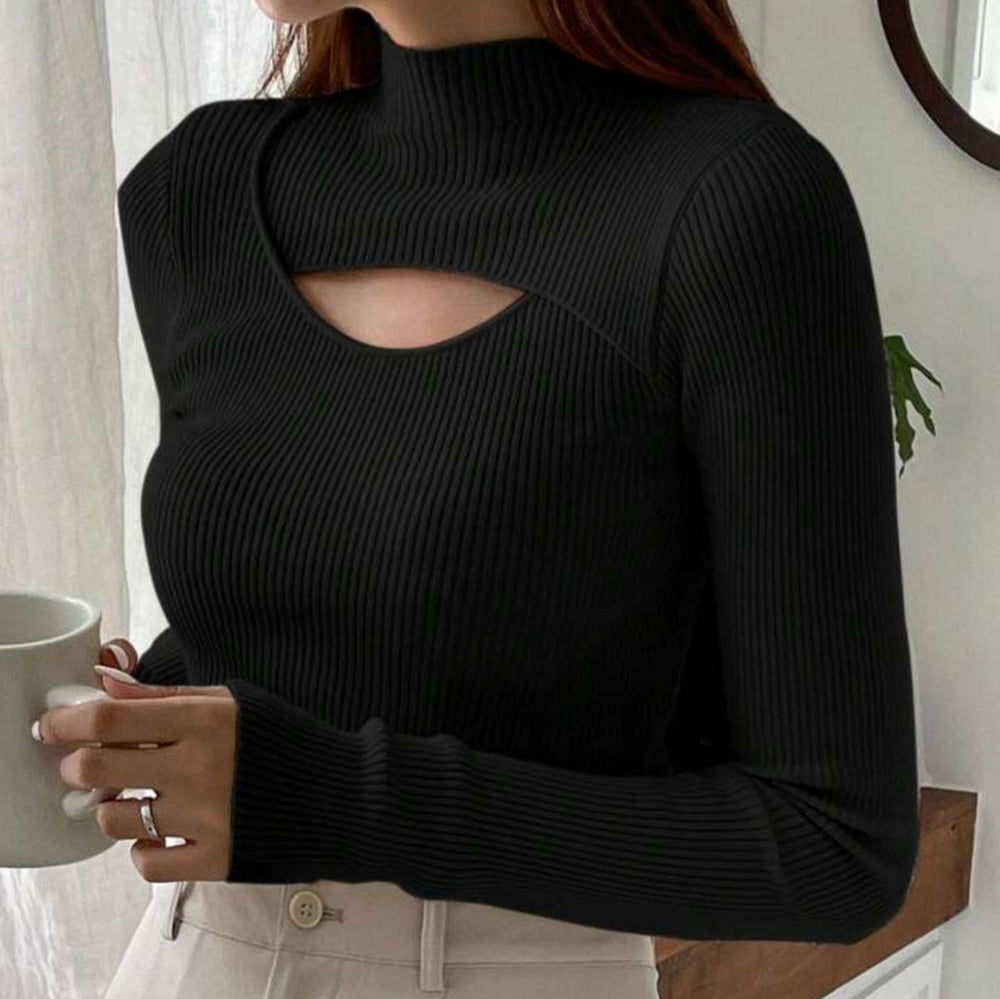 Damen Elegantes Langarm-Oberteil mit schickem Auschnitt R&B