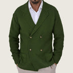 Herren Strickjacke mit doppelter Knopfleiste und modernen Taschen