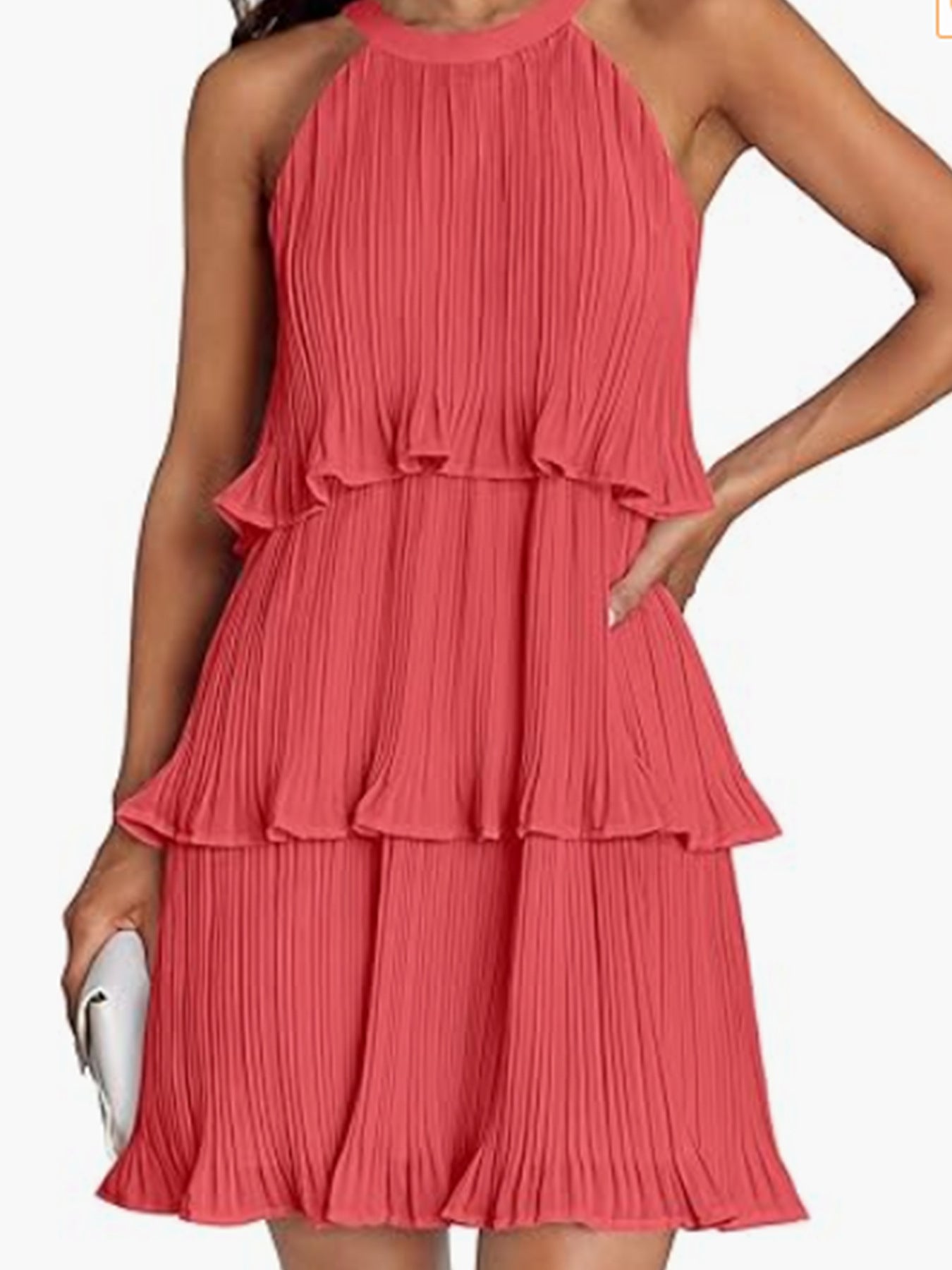 Damen Kleid mit schwingendem Faltenrock und Spitzenrüsche R&B