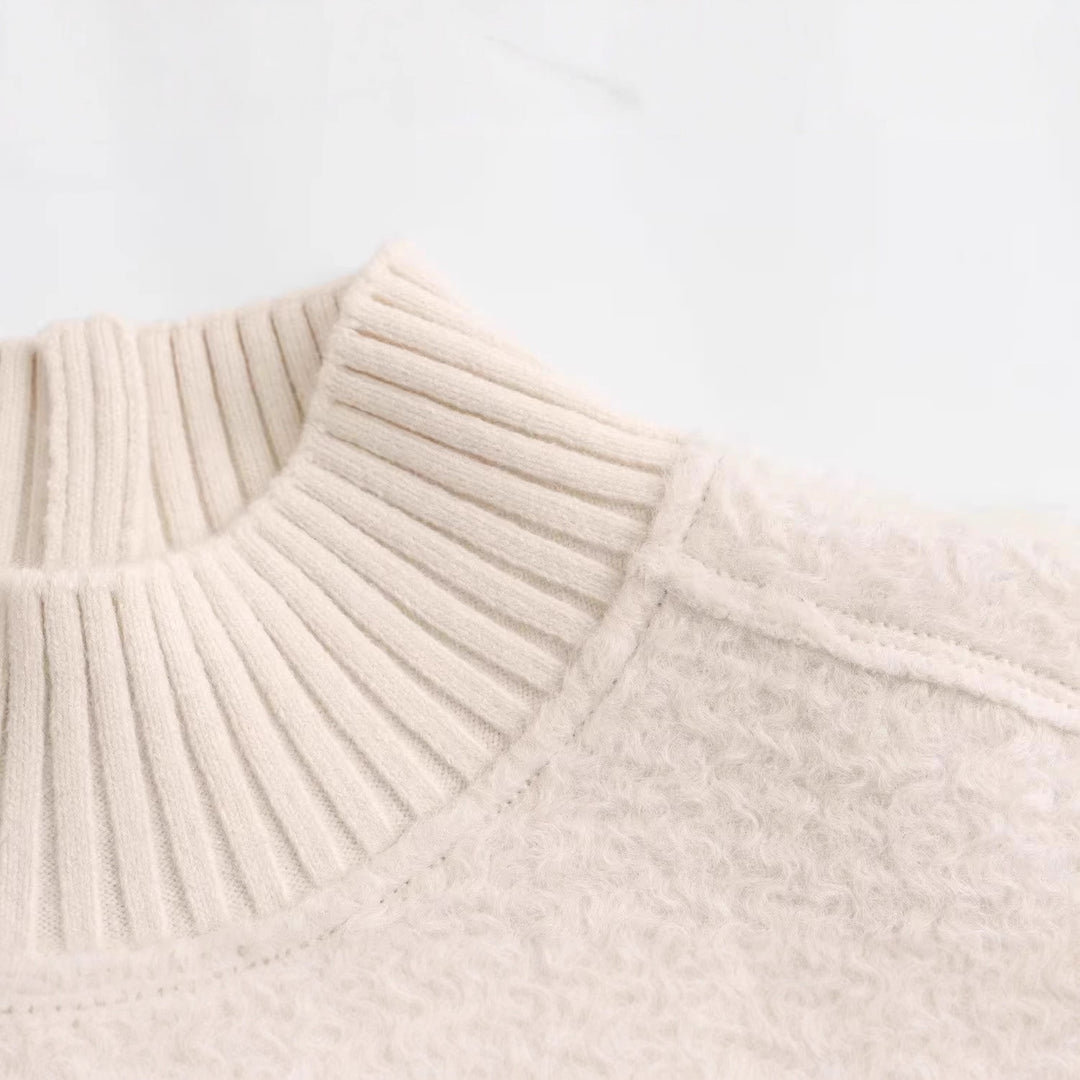 Damen Grobstrickpullover mit hohem Kragen R&B