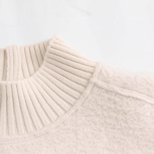 Damen Grobstrickpullover mit hohem Kragen R&B