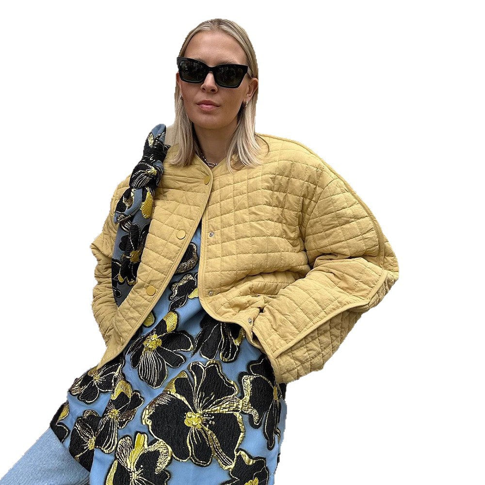 Damen gesteppte Übergangsjacke mit lässigem Schnitt und großen Taschen R&B