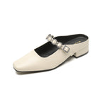 Damen elegante Slingback-Mules mit modischem Riemen und luxuriöser Schnallenakzent