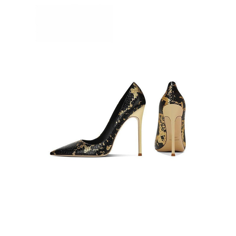 Damen spitzen Stiletto-Pumps mit Schlangenleder-Design R&B