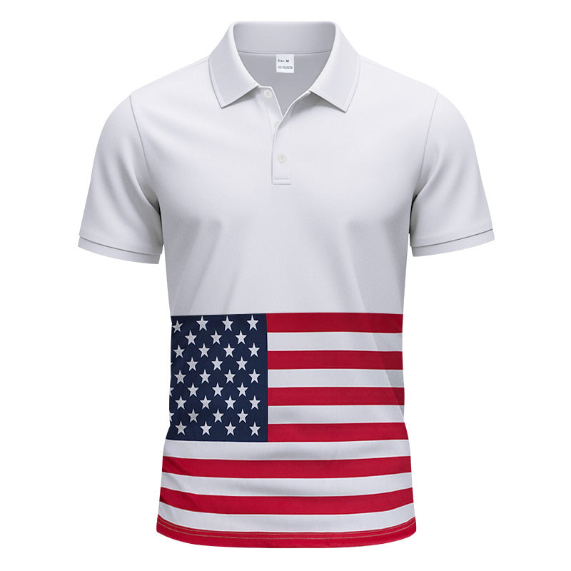 Herren Poloshirt mit einzigartigem Flaggenmotiv und moderner Passform R&B