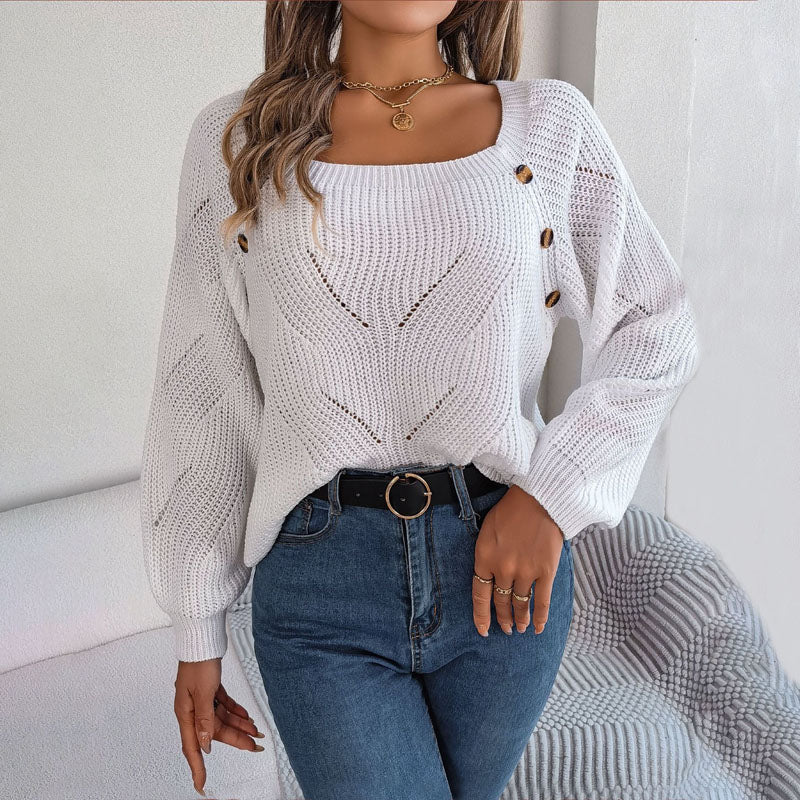 R&B | Bequemer Einfarbiger Strickpullover Für Freizeit