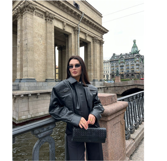Damen Snacklederjacke mit lässigem Schnitt R&B