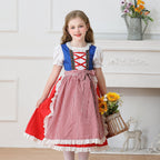 Damen nan traditionelles Kinder-Dirndl Kleid mit geraffter Schürze und Spitzenbesatz R&B
