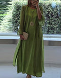 Damen nan elegante Lagen-Abendrobe mit gefüttertem Innenkleid, transparentem Chiffon-Überwurf und taillenverstellbaren Bändern R&B