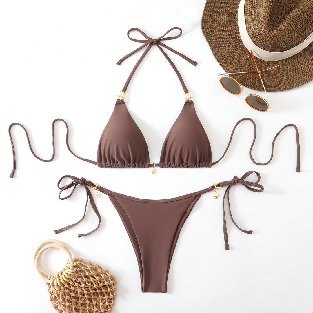 Damen Triangel-Bikini mit elegantem Knoten-Detail und modischen Akzenten R&B