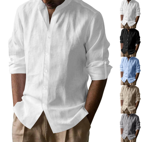 Herren Legeres Langarmhemd im modernen Casual-Stil mit Knopfdesign R&B
