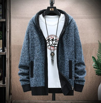 Herren Strickjacke mit asymmetrischem Reißverschluss und praktischen Taschen