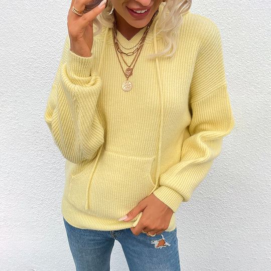 Damen lässiger Kapuzenpullover mit Rippenstruktur R&B
