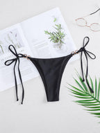 Damen Bikini-Höschen mit verstellbaren BindR&Bändern und dekorativen Ringakzenten R&B
