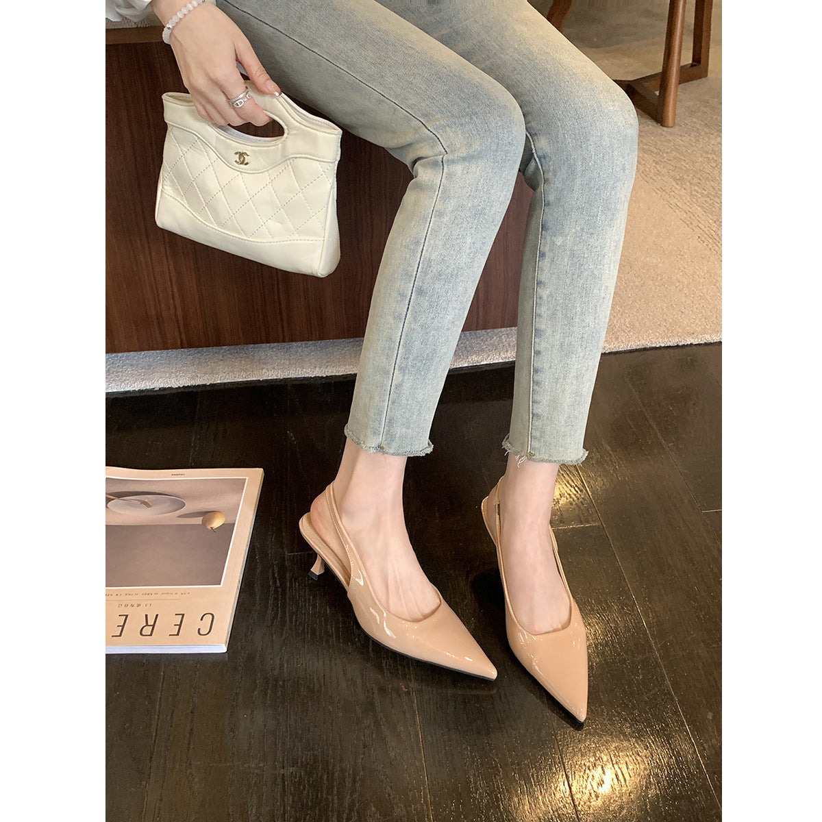 Damen Elegante Slingpumps mit Kegelabsatz