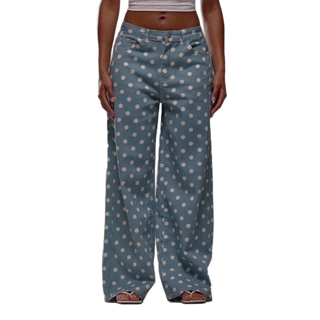 Damen weite Polka-Dot Palazzo-Hosen mit high-waist Schnitt R&B
