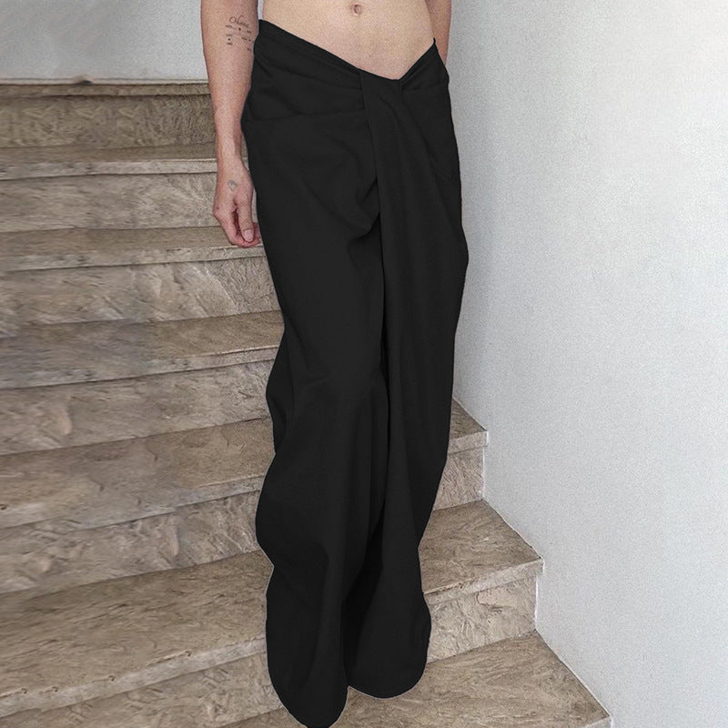 Damen Elegante High-Waist Palazzo-Hose mit Falten R&B