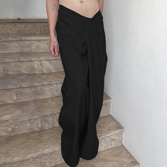 Damen Elegante High-Waist Palazzo-Hose mit Falten R&B