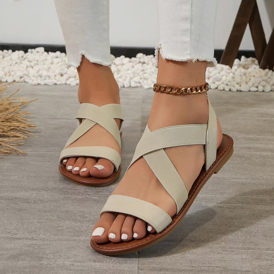 Damen Riemensandalen mit elastischem Kreuzriemen und bequemer Fußbettung R&B