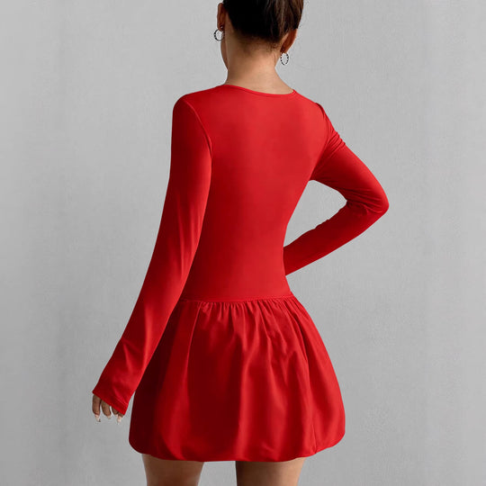 Damen Figurumspielendes Kleid mit langen Ärmeln und gerafftem Saum R&B