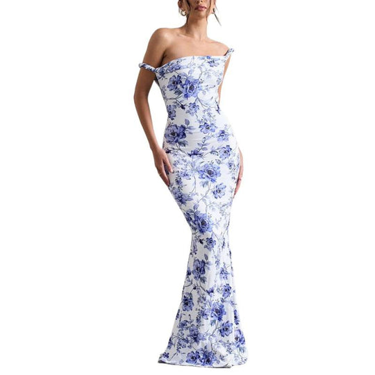Damen Langarm Maxikleid im eleganten Leopardenmuster R&B