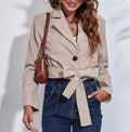 Damen Cropped Blazer mit Taillengürtel und modernem Schnitt R&B