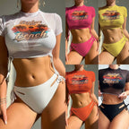 Damen trendiger Cropped Rashguard und Bikini-Höschen R&B