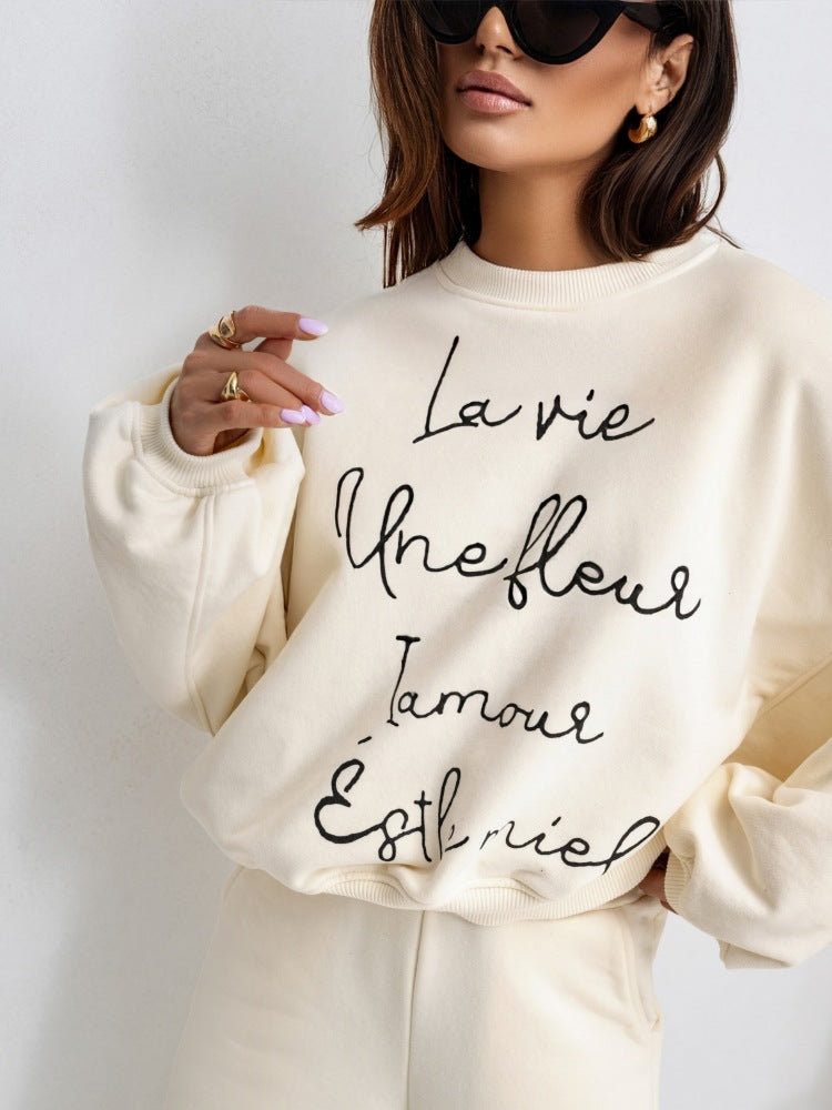 Damen bequemer Sweatshirt mit modischem Schriftzug R&B