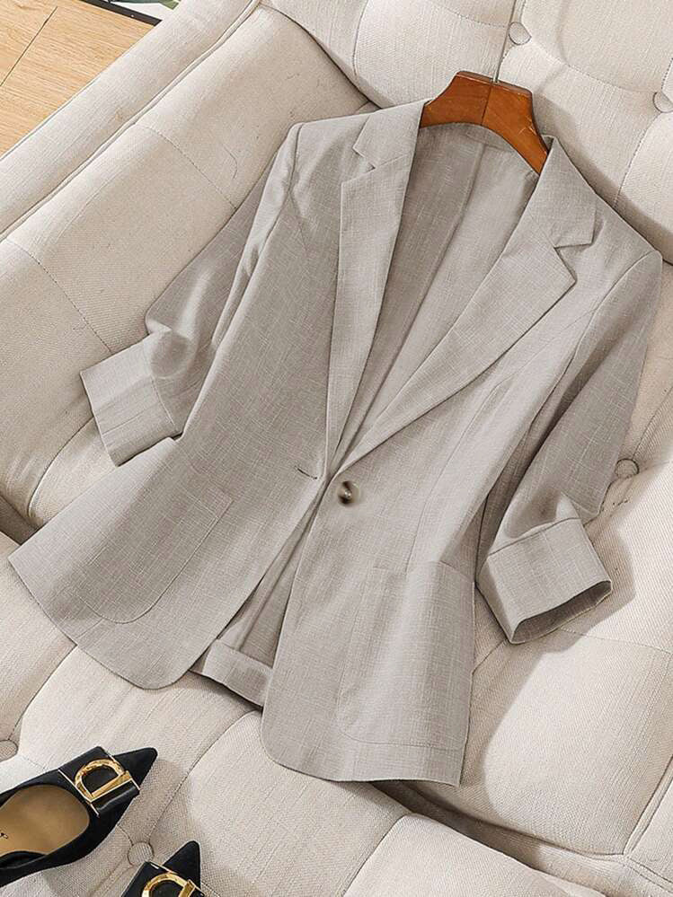 Damen elegante Leinenblazerjacke mit lässigem Schnitt R&B