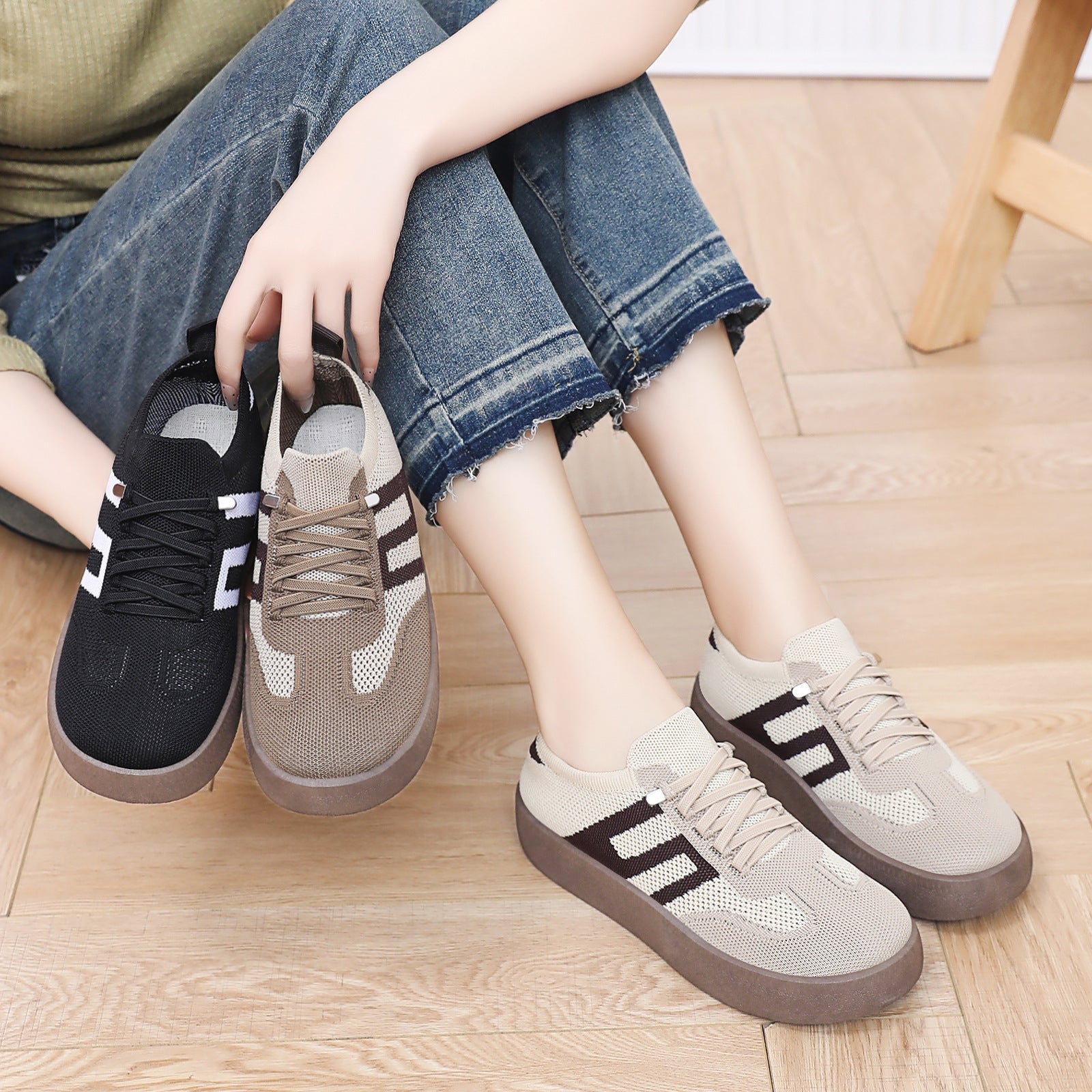 Damen Bequeme und luftige Sneaker mit Plattformsohle R&B