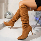 Damen Overknee Stiefel mit elegantem Falten-Design und elegantem Stiletto-Heel R&B