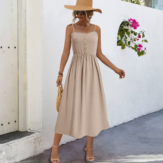 Damen Sommerliches Maxikleid mit Knopfdetails und komfortablem Schnitt R&B